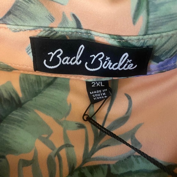 Bad Birdie Mens 2XL Tropical Floral Print Golf Polo Peach Blue Green NWT Gift - Picture 2 of 10